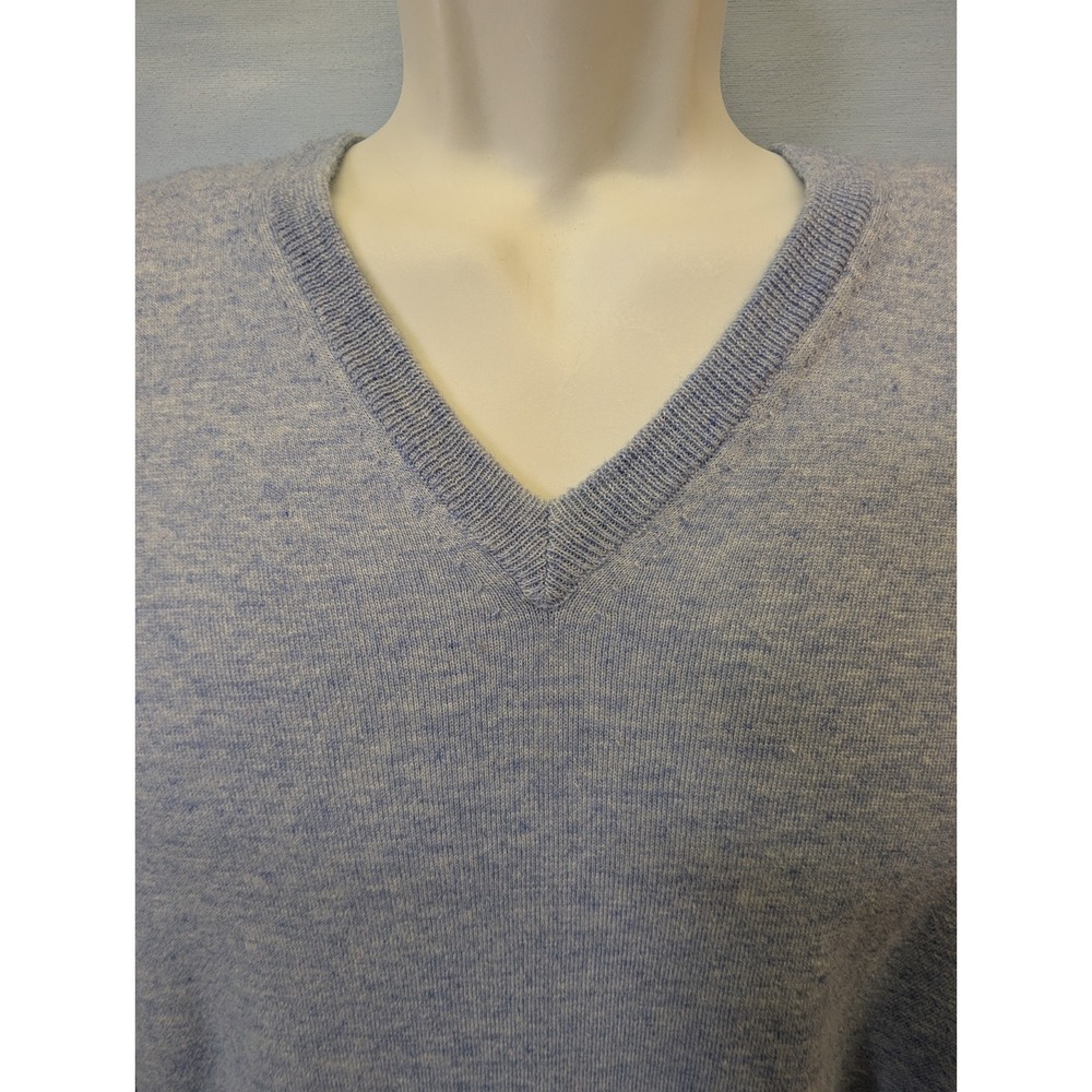 NEW! Gran Sasso M Black Label Cotton Cashmere V Neck In Heatherd Blue